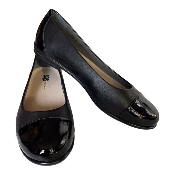 New SAS Scenic Ballet Flat Black Patent Leather Loafer Arch Support Women 8.5 - Picture 1 of 10